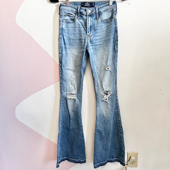 Hollister High Rise Vintage Flare Jeans Distressed 1R 25x31 - Picture 1 of 7